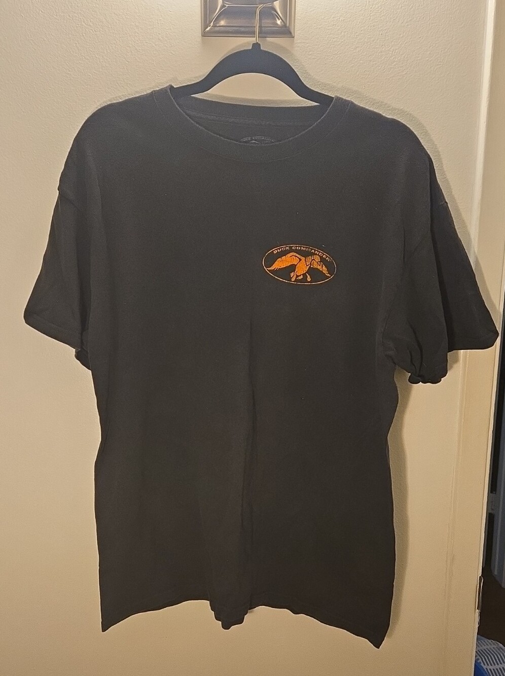 Men's Black Short-Sleeve Tee with Orange Graphic